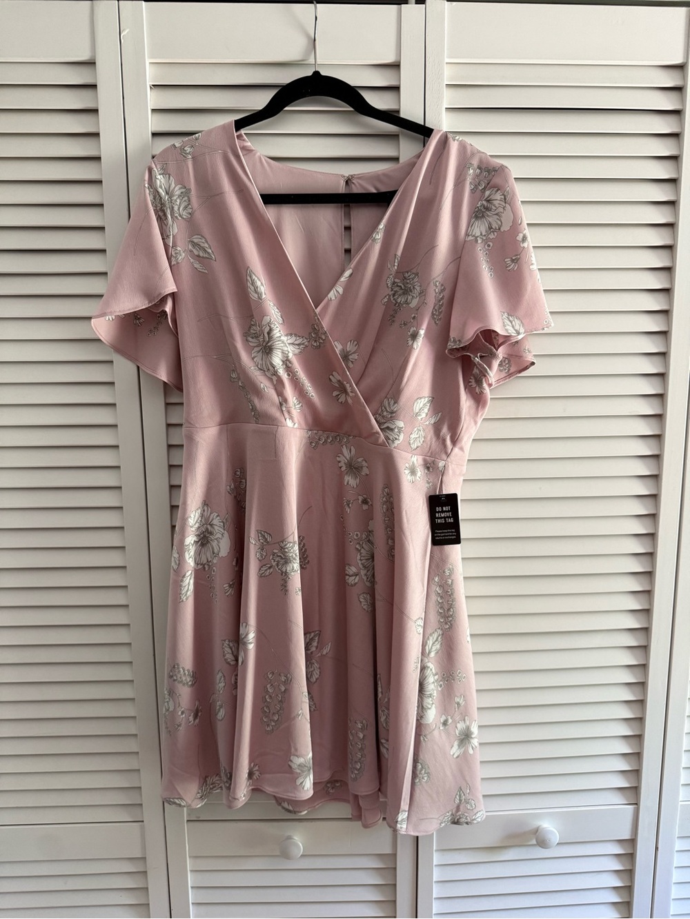 Express Pink Floral Wrap-Style Mini Dress